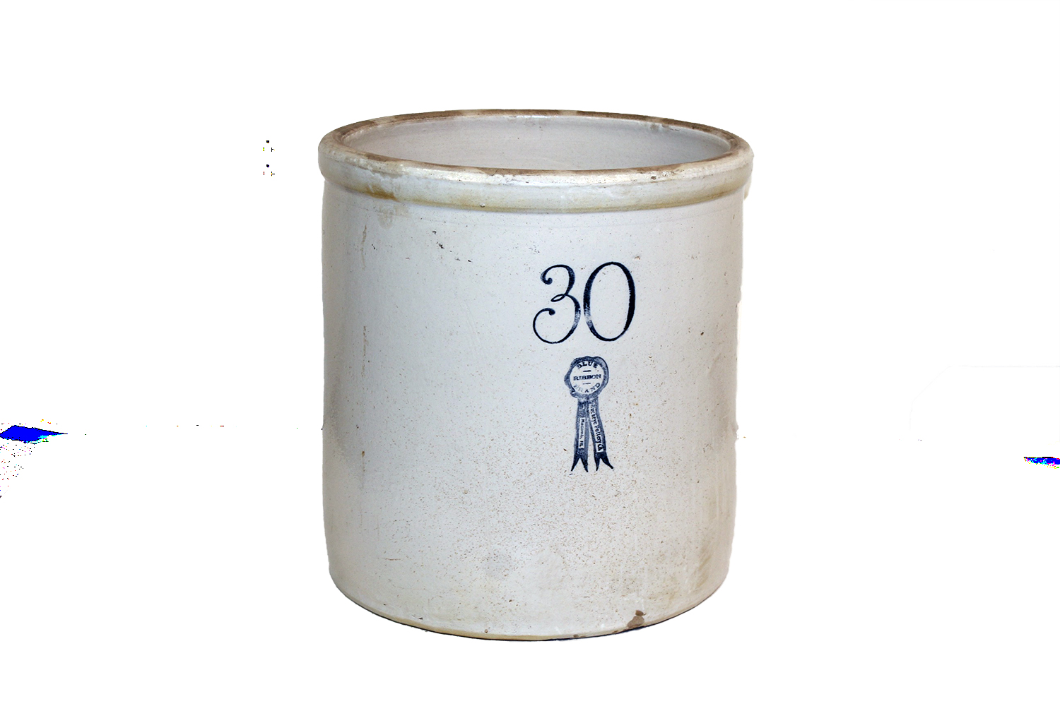 Antique Thirty Gallon Blue Ribbon Crock by Buckeye Pottery EBTH